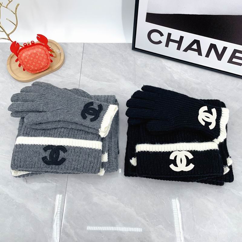 CHanel Scarf Hat Gloves dx02